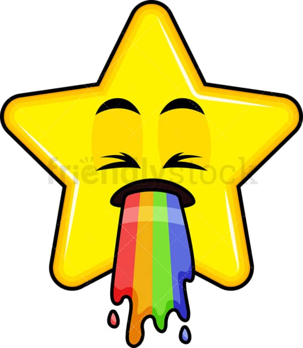 Rainbow vomit star emoticon. PNG - JPG and vector EPS file formats (infinitely scalable). Image isolated on transparent background.