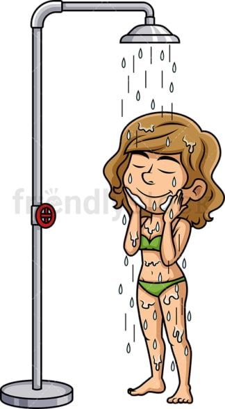 Caucasian woman washing her face. PNG - JPG and vector EPS (infinitely scalable).