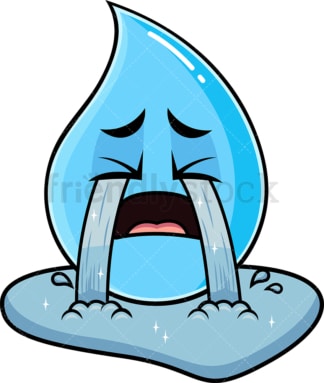 Crying with wailing tears raindrop emoticon. PNG - JPG and vector EPS file formats (infinitely scalable). Image isolated on transparent background.