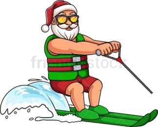 Water skiing summer santa claus. PNG - JPG and vector EPS (infinitely scalable).