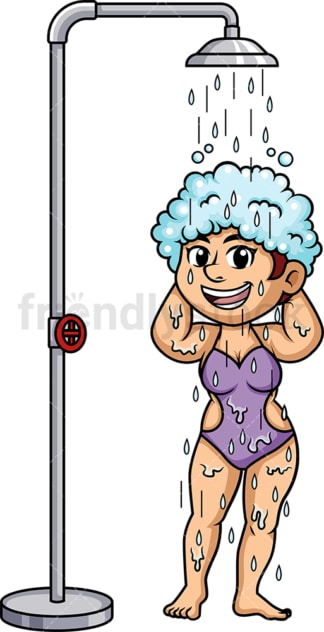 Chubby woman taking a shower. PNG - JPG and vector EPS (infinitely scalable).