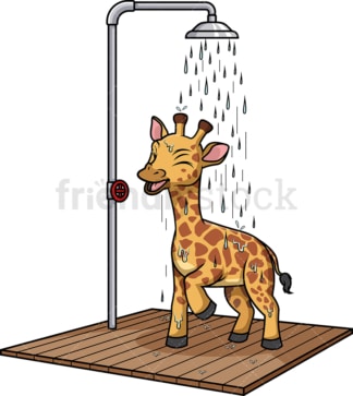 Giraffe showering. PNG - JPG and vector EPS (infinitely scalable).