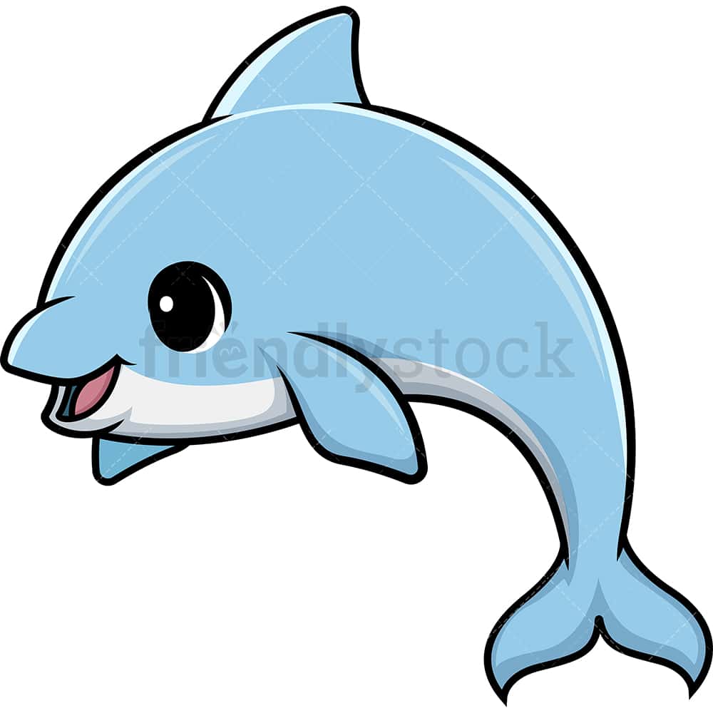 Kawaii Dolphin Clipart Cartoon Vector - FriendlyStock