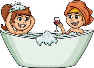 Lesbian couple in bathtub. PNG - JPG and vector EPS (infinitely scalable).