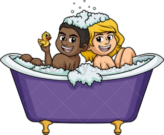 Interracial couple in bathtub. PNG - JPG and vector EPS (infinitely scalable).