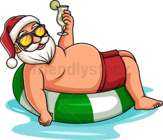 Summer santa claus on inflatable float. PNG - JPG and vector EPS (infinitely scalable).