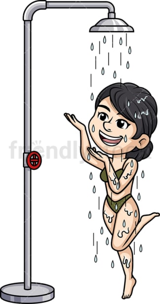Fit woman taking a shower. PNG - JPG and vector EPS (infinitely scalable).