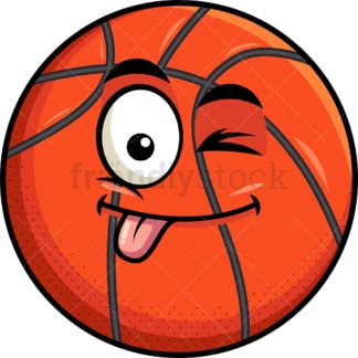 Winking tongue out basketball emoticon. PNG - JPG and vector EPS file formats (infinitely scalable). Image isolated on transparent background.