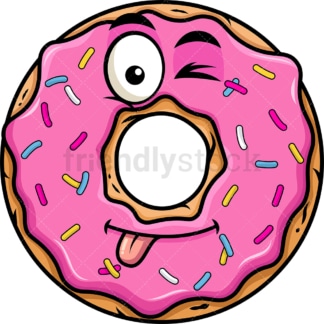 Winking tongue out donut emoticon. PNG - JPG and vector EPS file formats (infinitely scalable). Image isolated on transparent background.