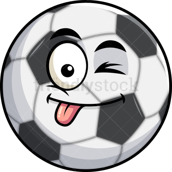 ウインク舌アウトサッカーボール絵文字漫画クリップアートベクトル Friendlystock