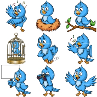 Blue bird vector. PNG - JPG and vector EPS file formats (infinitely scalable). Image isolated on transparent background.