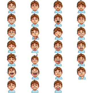 Little boy emoji faces. PNG - JPG and vector EPS file formats (infinitely scalable). Image isolated on transparent background.