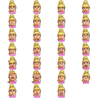 Little girl emoji faces. PNG - JPG and vector EPS file formats (infinitely scalable). Image isolated on transparent background.