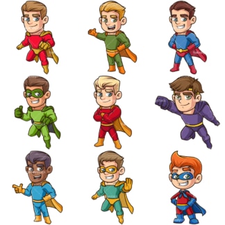 Male superheroes. PNG - JPG and infinitely scalable vector EPS - on white or transparent background.