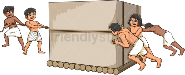 Egyptian slaves moving a large stone. PNG - JPG and vector EPS (infinitely scalable).