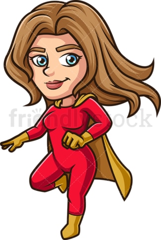 Female super hero flying. PNG - JPG and vector EPS (infinitely scalable).