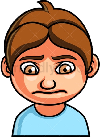 Depressed little boy face. PNG - JPG and vector EPS file formats (infinitely scalable). Image isolated on transparent background.