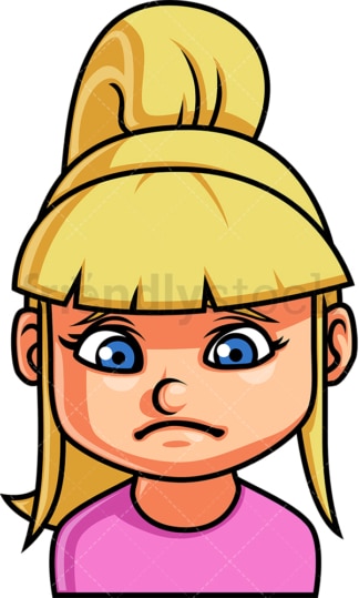 Little girl sad face. PNG - JPG and vector EPS file formats (infinitely scalable). Image isolated on transparent background.