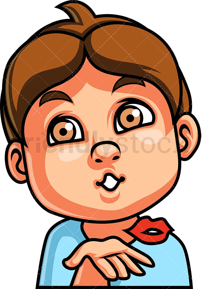 Download Little Boy Blowing A Kiss Face Cartoon Vector Clipart ...