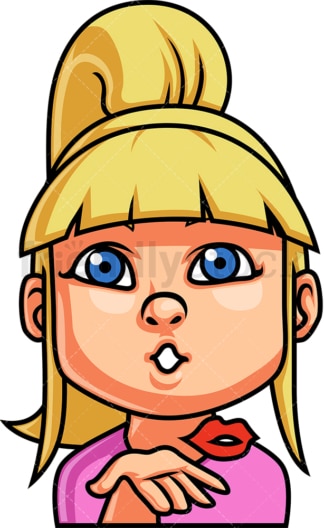 Little girl blowing a kiss face. PNG - JPG and vector EPS file formats (infinitely scalable). Image isolated on transparent background.
