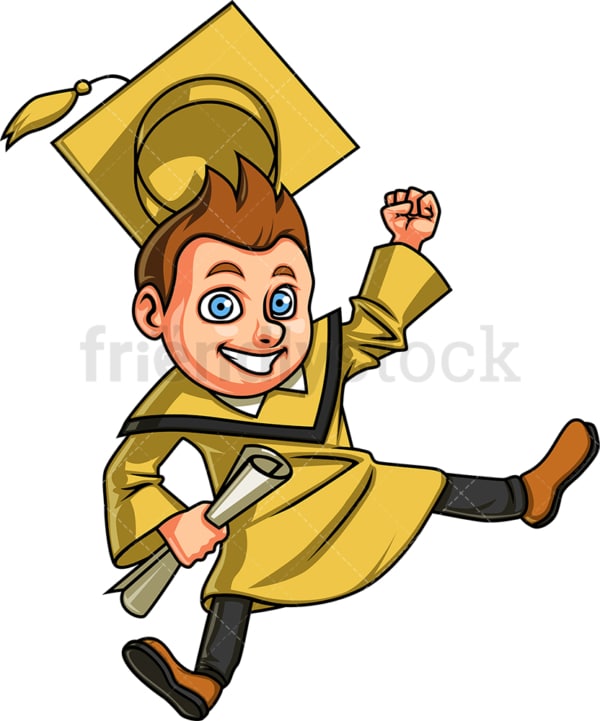 Happy male graduate. PNG - JPG and vector EPS. Isolated on transparent background.