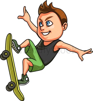 Little boy skateboarder. PNG - JPG and vector EPS. Isolated on transparent background.