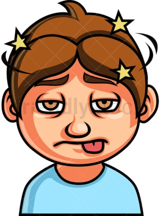 Little boy dizzy face. PNG - JPG and vector EPS file formats (infinitely scalable). Image isolated on transparent background.