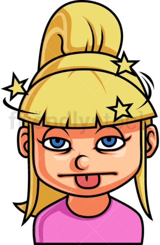 Little girl dizzy face. PNG - JPG and vector EPS file formats (infinitely scalable). Image isolated on transparent background.