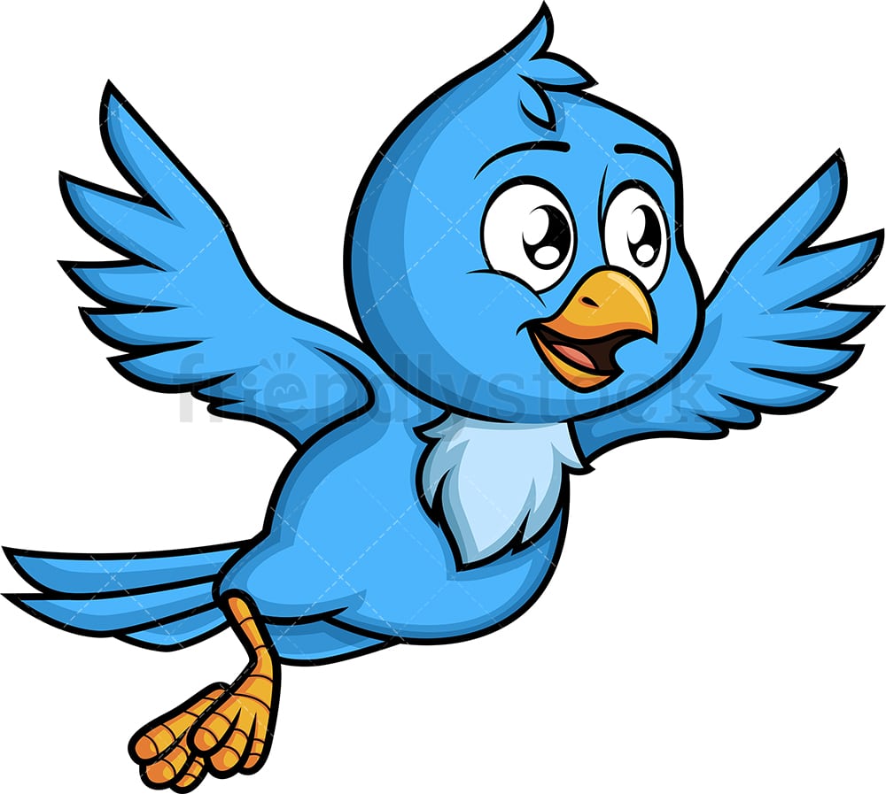 Blue Bird Flying Away Cartoon Vector Clipart - FriendlyStock