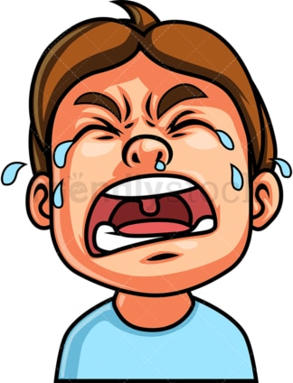 Little boy crying out loud face. PNG - JPG and vector EPS file formats (infinitely scalable). Image isolated on transparent background.