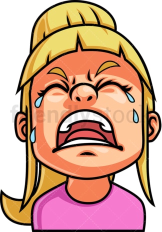 Little girl crying out loud face. PNG - JPG and vector EPS file formats (infinitely scalable). Image isolated on transparent background.