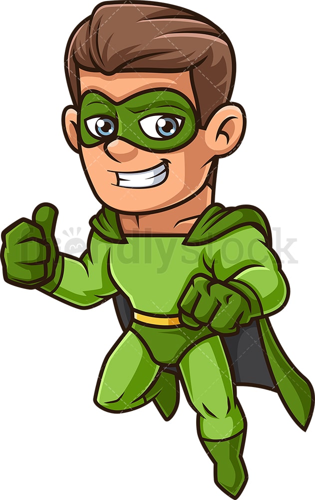 Man Groene Superheld Kostuum Cartoon Clipart Vector -