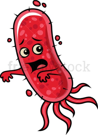 Red bacteria running away in fear. PNG - JPG and vector EPS (infinitely scalable).