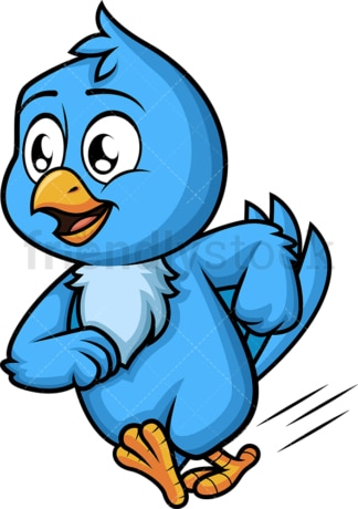 Blue bird running. PNG - JPG and vector EPS (infinitely scalable). Image isolated on transparent background.