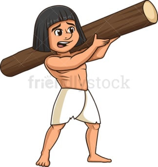 Egyptian slave carrying tree trunk. PNG - JPG and vector EPS (infinitely scalable).