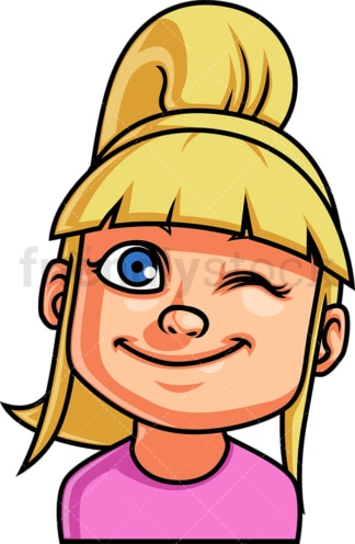 Little girl winking face. PNG - JPG and vector EPS file formats (infinitely scalable). Image isolated on transparent background.