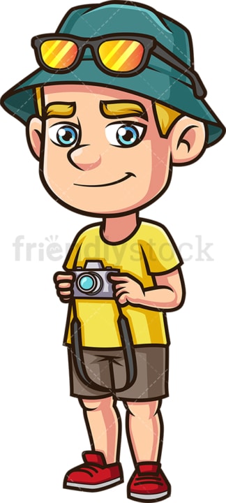 Male tourist with camera. PNG - JPG and vector EPS (infinitely scalable).