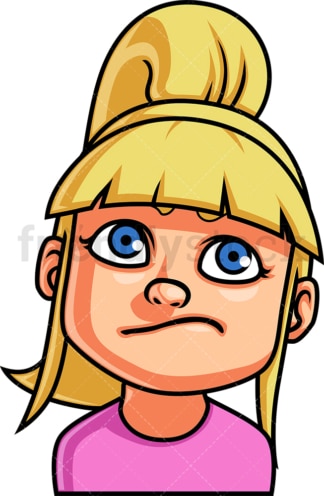 Little girl thinking face. PNG - JPG and vector EPS file formats (infinitely scalable). Image isolated on transparent background.