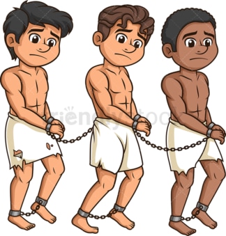 Male slaves chained together. PNG - JPG and vector EPS (infinitely scalable).
