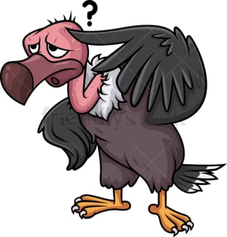 Stupid vulture scratching its head. PNG - JPG and vector EPS (infinitely scalable).