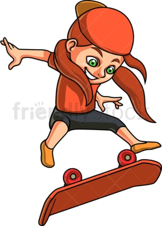 Little girl skater. PNG - JPG and vector EPS. Isolated on transparent background.