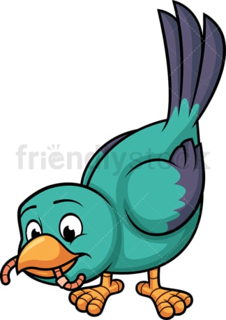 Bird eating worm. PNG - JPG and vector EPS file formats (infinitely scalable). Image isolated on transparent background.