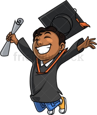 Black male graduate. PNG - JPG and vector EPS. Isolated on transparent background.