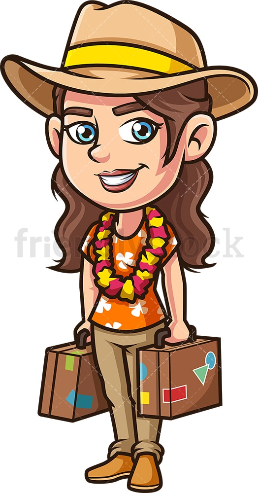 Happy female traveler. PNG - JPG and vector EPS (infinitely scalable).