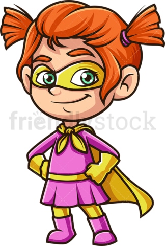 Cheerful little girl superheroine. PNG - JPG and vector EPS (infinitely scalable).