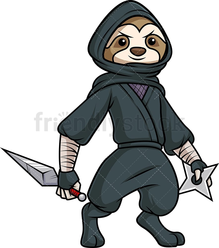忍者懒惰卡通剪贴画矢量 Friendlystock