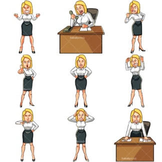 Angry businesswoman. PNG - JPG and vector EPS file formats (infinitely scalable). Images isolated on transparent background.