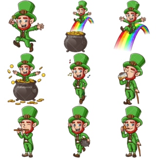 Cartoon leprechauns. PNG - JPG and vector EPS file formats (infinitely scalable). Image isolated on transparent background.