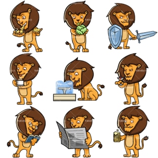 Vector lion cartoon character no5. PNG - JPG and infinitely scalable vector EPS - on white or transparent background.