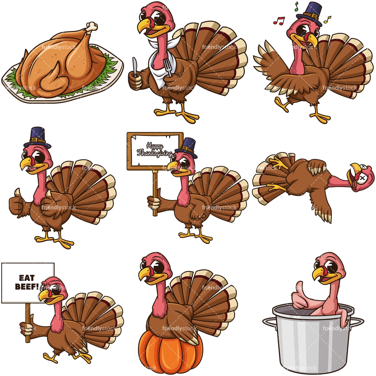 Download Thanksgiving Turkey Cartoon Vector Clipart - FriendlyStock